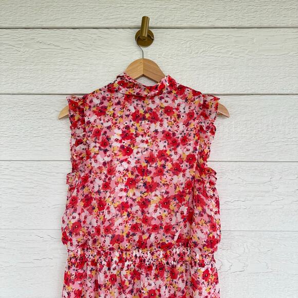 Laundry By Shelli Segal Floral Print Sleeveless Ruffles Casual Maxi Dress Red 10 - Picture 10 of 10